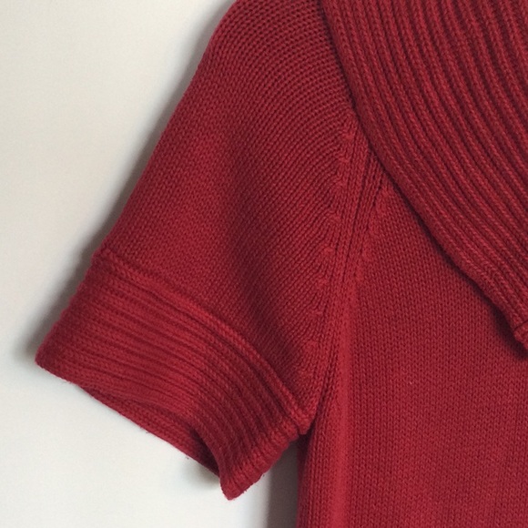 The Limited Short, Raglan Style Sleeve, Red, Button Folded Collar/Cowl Sweater - Picture 4 of 9